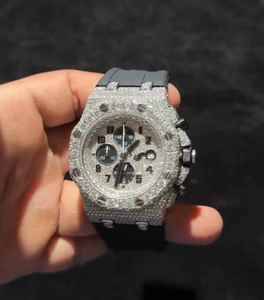 นาฬิกาแบบ Iced Out ครึ่งหนึ่งสำหรับผู้ชาย ประดับเพชรโมอิสซาไนต์ สไตล์ฮิปฮอป สายยางสีดำ - Product Image 2