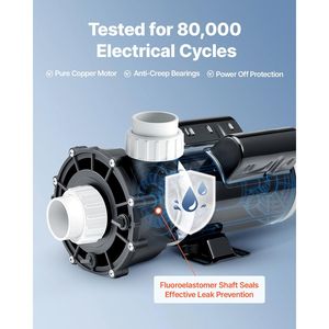Pompa Elettrica Sundance 2 HP per SPA, Pompa per Vasca Idromassaggio a 2 Velocità, Porta da 2 Pollici, 139.5 GPM (Alta Velocità), 66.5 GPM (Bassa Velocità), 115V 60Hz, Telaio in Metallo 48 - Product Image 6