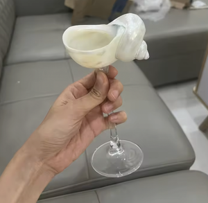 แก้วไวน์เปลือกหอยเวียดนาม วัสดุเปลือกหอยธรรมชาติ แก้วดื่มทำมือ สำหรับไวน์ ค็อกเทล ตกแต่งโต๊ะบาร์ - Product Image 3