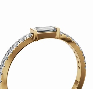 Bague solitaire moderne pavée de diamants ronds baguette 0,360 carats FG VS, accessoire de joaillerie fine de qualité supérieure pour mariage, fiançailles et cadeau - Product Image 4