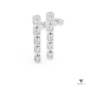 Pendientes colgantes lineales de diamante cultivado en laboratorio con corte esmeralda de 2.75 CT en oro macizo de 18K, pendientes colgantes articulados graduados para mujer - Product Image 3