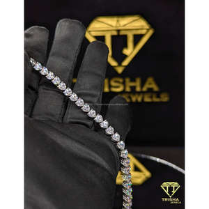 Pulsera de tenis de moissanita VVS con corte clásico de corazón premium en plata de ley 925, joyería hip hop de Trisha Jewels - Product Image 6