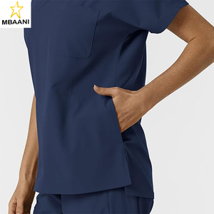 ชุดสครับแบบเสื้อคลุมไหล่ตกสำหรับผู้หญิง ผ้าป๊อปลินโพลีเอสเตอร์ 100% ฟังก์ชั่นกระเป๋าหลายช่อง สครับที่เชื่อถือได้สำหรับผู้หญิง - Product Image 5