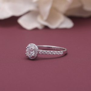 IGI Certified Lab Grown Round Brilliant Cut Diamond Halo Engagement <b>Ring</b> 14K White / Rose And Yellow Gold Round Cut Diamond <b>Ring</b> - Product Image 6