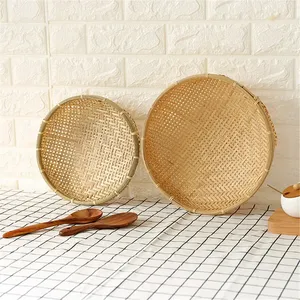Panier en bambou naturel, organisateur de cuisine, contenants de rangement, boîte à nourriture tissée, organisateurs pour la maison et le jardin, articles décoratifs pour la maison - Product Image 4