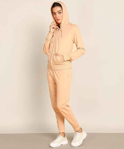 Ensemble de survêtement unisexe en molleton uni à capuche, sweat-shirt zippé et pantalon de jogging, tenue décontractée d'hiver 100% coton respirant - Product Image 2