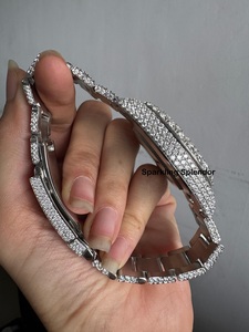 Montre automatique personnalisée en gros pour hommes, sertie de diamants Moissanite, verre saphir testé au diamant, avec affichage analogique - Product Image 5
