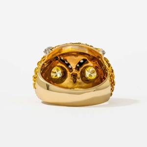 Anillo de Compromiso de Lujo en Oro Blanco de 14K con Diseño de Búho, Diamante Amarillo de Laboratorio de 0.50ct, Engaste Pavé, Certificado IGI, Estilo Artístico y Natural para Mujer - Product Image 5