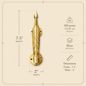 Poignée de porte SHUBHAM en laiton motif paon, robuste, pour intérieur, finition or satiné, design moderne, écologique, étanche, pour placard - Product Image 5