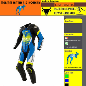 Combinaison de moto en cuir de course, combinaison de moto en cuir épais fabriquée au Pakistan, vêtements de moto, combinaison de course Kangaroo, qualité supérieure - Product Image 2