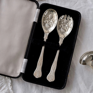 <b>Vintage</b> Silver Brass <b>Cutlery</b> 2 Piece Spoon Set Engraving Handle Mirror Polish Serving Spoon Fork Knife for Party Dining - Product Image 4