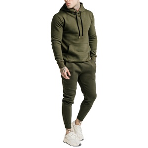 Ensemble de survêtement décontracté unisexe pour homme, pantalon de jogging et sweat-shirt, 100% coton molletonné, couleur unie, logo et couleur personnalisables - Product Image 1