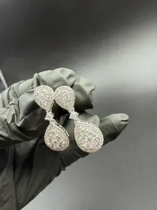 ต่างหูทรงหยดน้ำ/ห้อยประดับมอยส์ซาไนต์แท้ทรงกลม 2.00 กะรัต ชุบไวท์โกลด์ 14K - Product Image 2