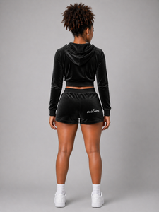 Conjunto de Chándal de Terciopelo Personalizado para Mujer, Sudadera con Cremallera y Pantalones Cortos, Ropa Casual para Descansar, Fabricante y Proveedor Mayorista OEM - Product Image 5