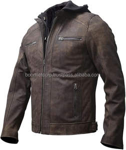 Veste à capuche en cuir de vachette véritable personnalisable pour hommes Maillot de moto résistant à l'eau et au vent pour hommes - Product Image 6