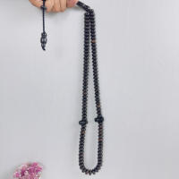 Tasbih de prière personnalisé en bois d'ébène noir indien poli, 100 perles, artisanat religieux catholique chrétien SAMGLOBALEXPORT