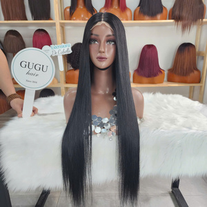 Perruque frontale complète en dentelle HD 13x4 en cheveux humains, lisse, sans colle, densité 180%, cheveux vierges alignés dans le sens des cuticules, vente en gros - Product Image 1