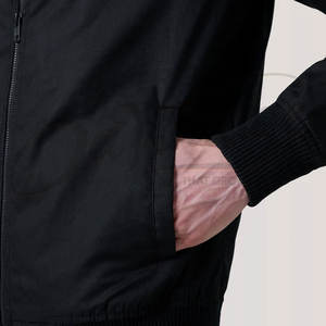 เสื้อแจ็คเก็ตบอมเบอร์สีดำสำหรับผู้ชาย แจ็คเก็ตนักบินน้ำหนักเบา สวมใส่สบาย ทรงเข้ารูป กันลม ผ้าแคนวาส คอตตอน สไตล์แฮร์ริงตัน - Product Image 6