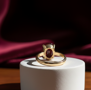 แหวนดีไซน์เก๋รูปไข่ประดับพลอยโกเมน ไซส์ US 6 เงินแท้ 925 ชุบทอง 18K เหมาะสำหรับงานแต่งงานและงานเลี้ยง ราคาขายส่ง - Product Image 2