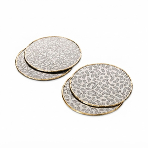 Ensemble de sous-verres de luxe en aluminium avec support, sous-verres ronds gravés pour la maison, les restaurants et les hôtels - Product Image 5