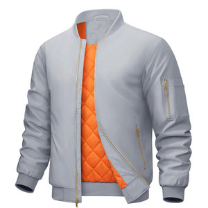 Jacket For Men Men's Jackets Closure Style Bomber Jacket For Men's OEM Custom Logo Logo Front Zipper Long Sleeves Elastic Cuffs - Product Image 3