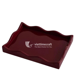 Lacquer Tray, Handmade Rectangular Woven Scalloped Edge Tray, Luxury High-Gloss Decorative Serving Tray - Product Image 2