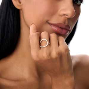 Bague en diamant rond cultivé en laboratoire pour femme, or massif 14 carats, élégante, avec bande festonnée, cadeau d'anniversaire, idéale pour une petite amie - Product Image 4