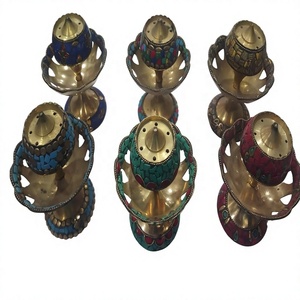 Attrape-cendres d'encens perlés colorés Brûleurs d'encens de conception tibétaine en laiton Porte-bâtons d'encens Exportateur en gros de l'Inde - Product Image 1