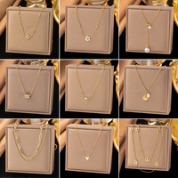 Chaîne de collier en forme de goutte d'eau sertie de diamants en acier inoxydable PVD YWXS, vente en gros pour femmes