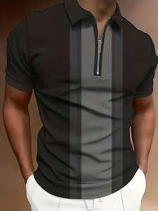 Camiseta de Verano 2026 para Hombre con Cierre, Casual, Lisa, Transpirable, de Algodón, Manga Corta - Product Image 1