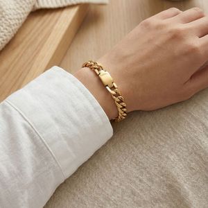 Pulsera de cadena cubana de acero inoxidable al por mayor, pulsera de cadena gruesa dorada, MOQ bajo - Product Image 4