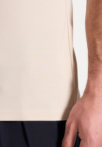 Camiseta de Algodón para Hombre, Color Beige, Manga Corta, Cuello Redondo, Corte Regular, Estilo Casual, Color Sólido, Tejido Transpirable - Product Image 4