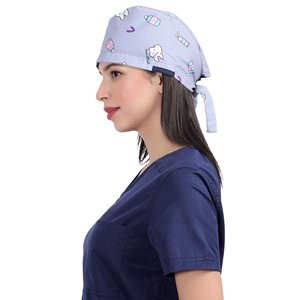 Professional Women Surgical <b>Scrub</b> <b>Cap</b> Breathable Cotton Nurse Hospital <b>Cap</b> Adjustable Medical Work Hat OEM Supplier - Product Image 4