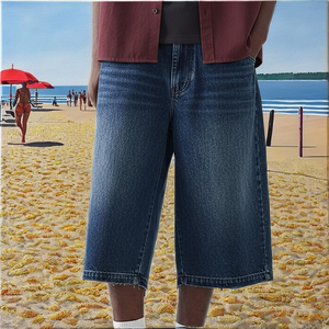 Shorts de Mezclilla Holgados para Hombre con Bordado - Product Image 4