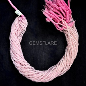 Cuentas redondas microfacetadas de cuarzo rosa natural de 2 mm, cuentas de cuarzo rosa para la fabricación de joyería, cuentas sueltas facetadas con corte de diamante al por mayor. - Product Image 5
