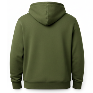 Sweat-shirt homme en coton de haute qualité, design poche kangourou contrastée vert olive et noir - Sweat-shirt uni, vêtements personnalisés avec logo - Product Image 2