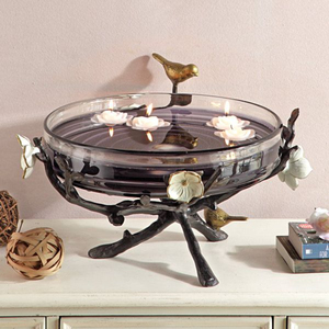 Top Quality <b>Clear</b> Glass Made Round Shape Home Hotel <b>Table</b> Centerpiece Luxury Bowl With Attractive Look Flowers And Birds Design - Product Image 1