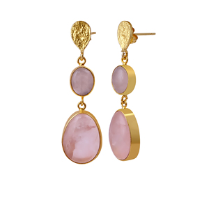 Pendientes Colgantes de Cuarzo Rosa Natural, Chapados en Oro, Hechos a Mano con Piedras Preciosas, Joyería Boho para Mujer, Venta al Por Mayor - Product Image 2