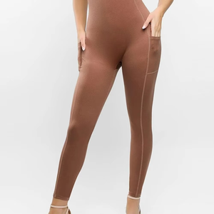 Dernière Collection : Combinaison Décontractée Femme Sexy Marron, Sans Manches, Col Rond, Coupe Flexible, Respirante, Tendance, OEM - Product Image 4