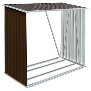 Casetta da Giardino Marrone per Stoccaggio Tronchi 64.2"x32.7"x60.6" in Acciaio Zincato - Product Image 2