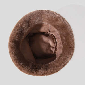 หมวกบักเก็ตขนเฟอร์เทียมสำหรับผู้หญิง SIDDIQUI HOSINEX แบบเรียบหรู ทันสมัย ไม่มีรอยต่อ ย้อมสี สำหรับฤดูหนาว อุ่นสบาย ประดับโบว์ แต่งขอบขาด - Product Image 5