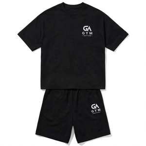 GYM ACTIVE ENTERPRISES Conjunto de Dos Piezas para Hombre, Camiseta y Pantalones Cortos de Algodón y Elastano, Cuello Redondo, Color Sólido, Informal, Verano, Tejido de Punto - Product Image 1