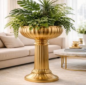 Soporte de Pedestal Metálico Dorado de Lujo para Macetas, Pedestal Grande Decorativo para Macetas de Interior para Sala de Estar - Product Image 1