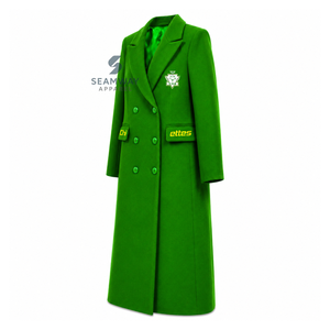 Manteau long croisé pour femme Chi Eta Phi Sorority, col à revers cranté, manches longues, coupe ajustée, brodé, vêtement d'extérieur formel - Product Image 3