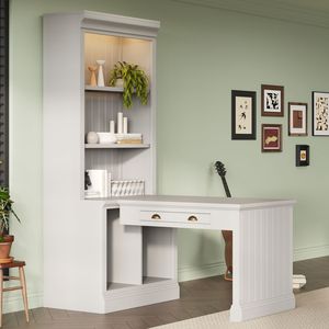 83.4\" <b>Tall</b> Modern Bookcase with Writing Desk Workstation <b>Storage</b> Shelf Op-for Study & Workspace - Product Image 1
