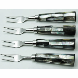 Ensemble de fourchettes modernes en acier inoxydable avec manche en bois de résine pour mariages, événements, restaurants, hôtels, accessoires de cuisine de luxe - Product Image 6