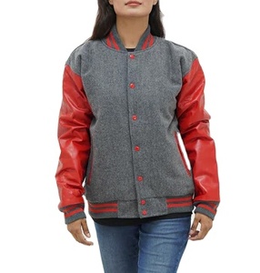 Vestes universitaires pour femmes personnalisées en gros Nouveau style tendance Cuir de vachette en laine Broderie en lin Tissu tissé d'hiver OEM - Product Image 6