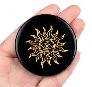 Best Quality <b>Crystal</b> Coaster Black Obsidian Symbol Plate Moon Goddess <b>Tree</b> of Life Star Sun Best Gift Home Decor - Product Image 4