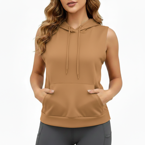 Chaleco de Forro Polar con Capucha para Mujer, Ligero, Suave al Tacto, Antipilling, Cómodo, Sin Mangas, Estilo Urbano, de Moda, Poliéster y Algodón - Product Image 4