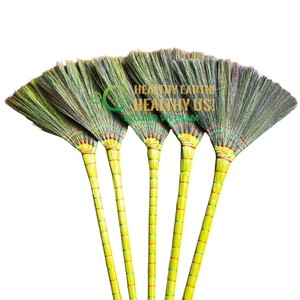 100% Natural Grass Broom Plastic Handle | Soft Flagged Bristle Sweeping <b>Brush</b> | Handmade Eco-friendly Lightweight <b>Dust</b> Broom | - Product Image 6